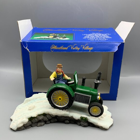 Heartland Valley Christmas Village Green Tractor on Hill of Snow in Original Box - Picture 1 of 10
